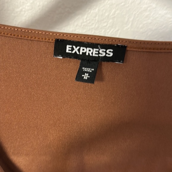 Express caramel satin wrap bodysuit size medium. Never worn. - Picture 6 of 13